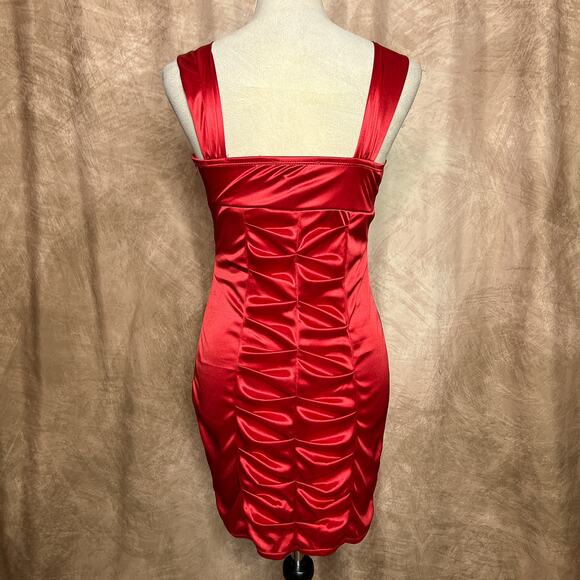 Vintage Y2K Pompous Girly Satin Sleeveless Ruched Bodycon Mini Party Dress Indie - Picture 2 of 8